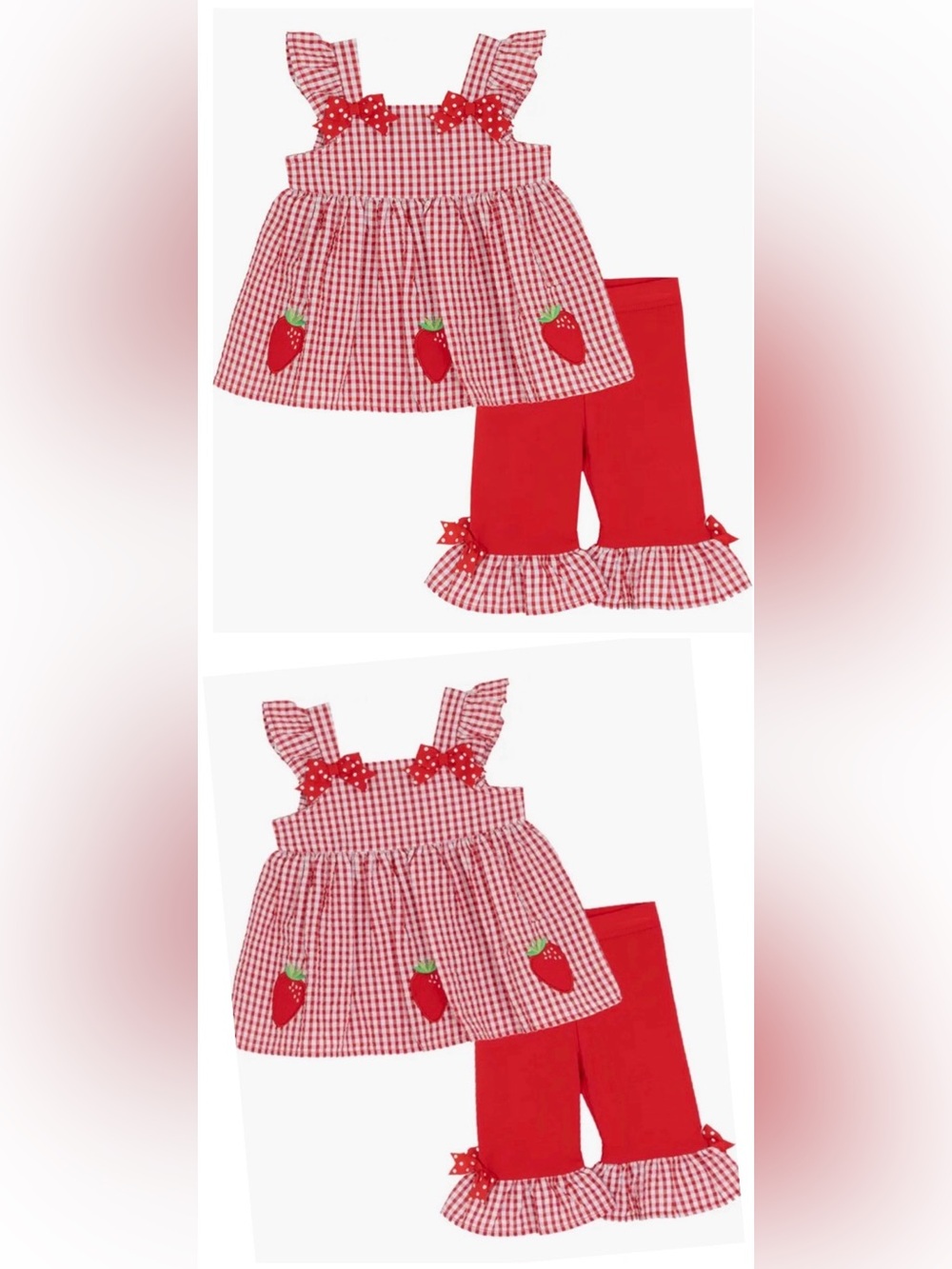 TWIN BUNDLE / Rare Editions Red Gingham Strawberry Matching Set 🍓🍓